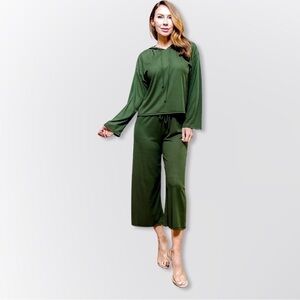 Pajama Lounge Top and Pants Set Cropped